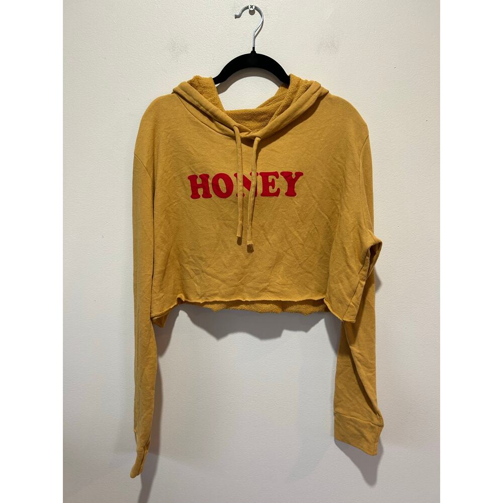 Rock and Rose Couture Honey yellow hoodie womens L cropped soft casual